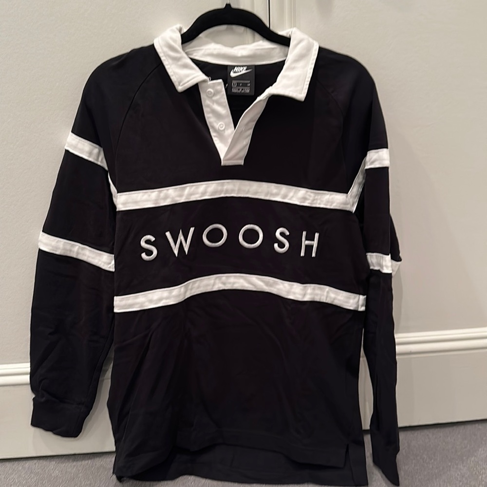 Nike Swoosh Men’s Rugby in Black & White Size S